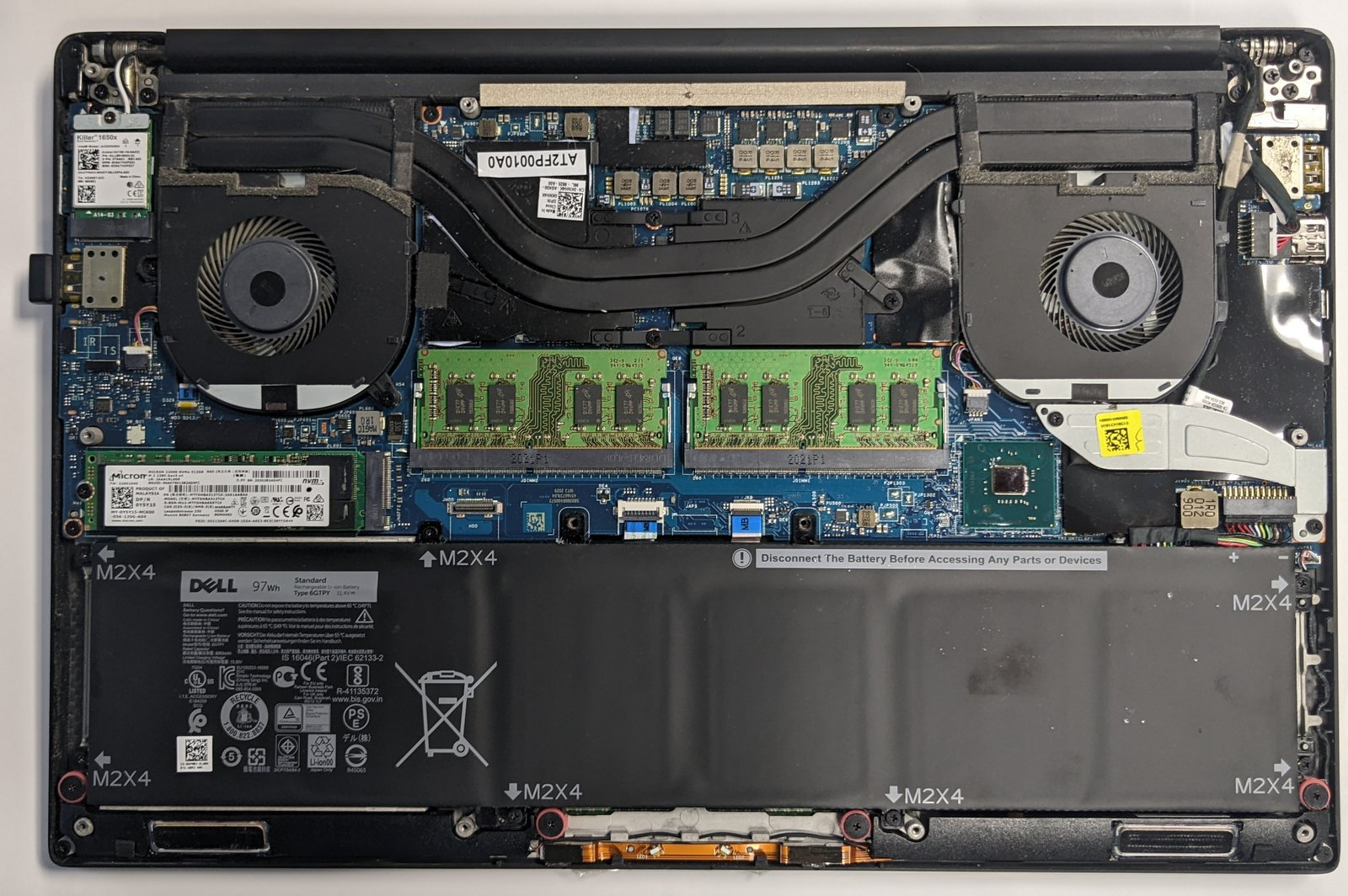 Internal Photo of Dell XPS 15 9550 9560 9570 9580 7579 7590 backlit US keyboard (XPS 15 7590)